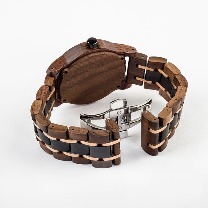 BELENUS Walnut & Ebony Mens Quartz Watch