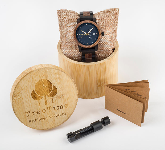 TERANIS Walnut & Ebony Mens Quartz Watch
