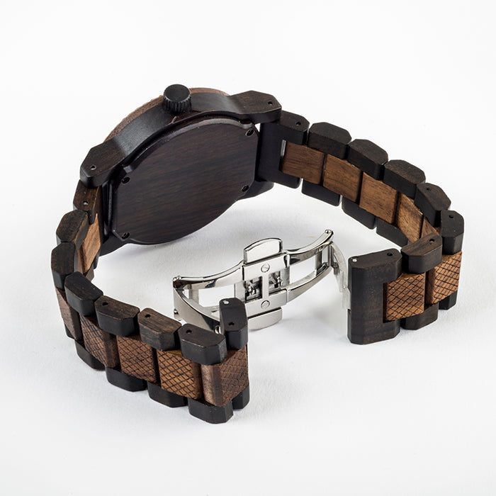 TERANIS Walnut & Ebony Mens Quartz Watch